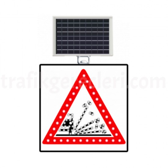 Güneş Enerjili Ledli Trafik Levhaları - Güneş Enerjili (Solar) Ledli Gevşek Zeminli Yol Levhası 60x60 cm