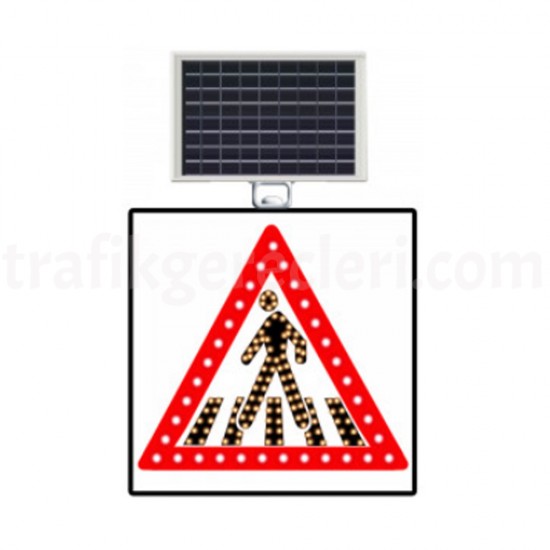 Güneş Enerjili Ledli Trafik Levhaları - Güneş Enerjili (Solar) Ledli Yaya Geçidi 60x60 cm