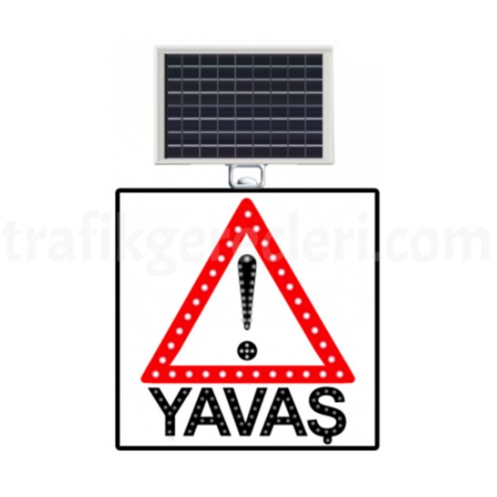 Güneş Enerjili Ledli Trafik Levhaları - Güneş Enerjili (Solar) Ledli Yavaş Levhası 60x60 cm