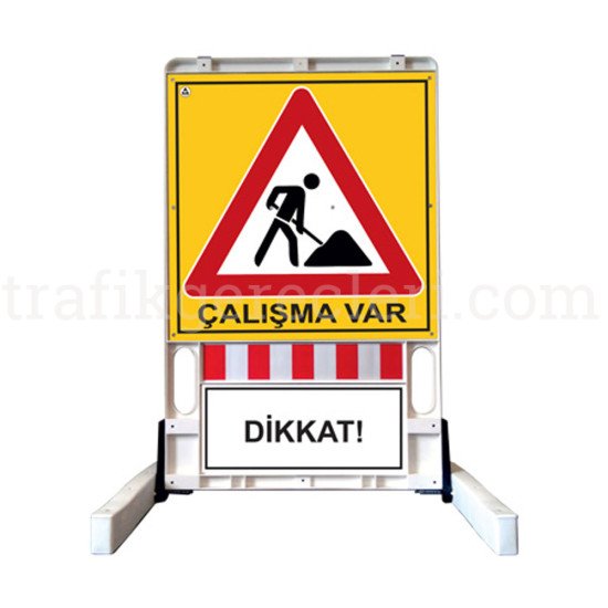 Güvenlik Bariyerleri - Katlanir Uyari Levhali Bariyer Çalişma Var (150X90 Cm)
