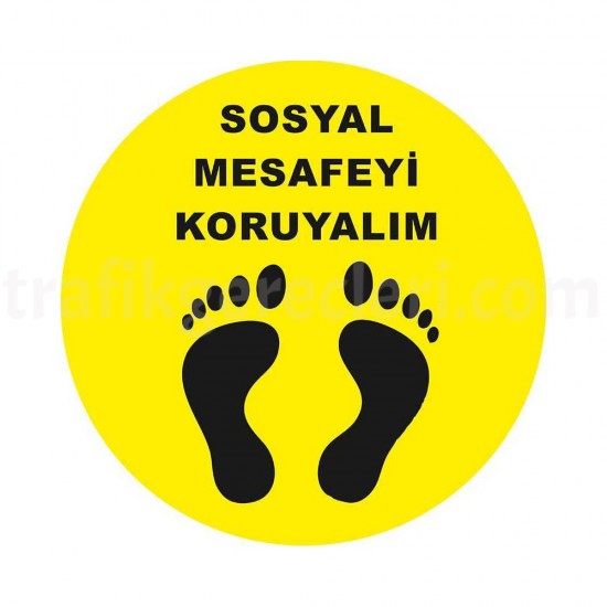 Yer İşaretleme Bantları - Sosyal Mesafeyi Koruyalım Ayak İzi Yer Etiketi Sarı 30 cm