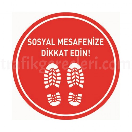 Yer İşaretleme Bantları - Sosyal Mesafeyi Koruyalım Ayak İzi Yer Etiketi Kırmızı 30 cm