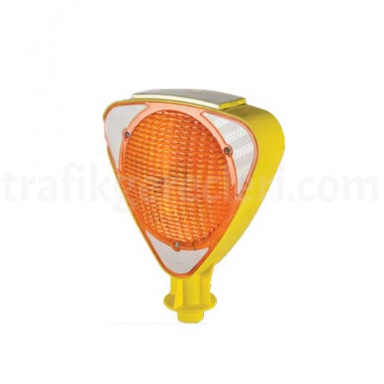 İkaz Lambaları - Solar Ledli Üçgen Flaşör Lamba (Sarı)