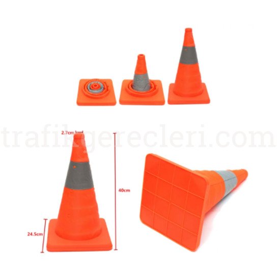 Ağırlıklı Koniler - Katlanır Trafik Konisi 40 cm