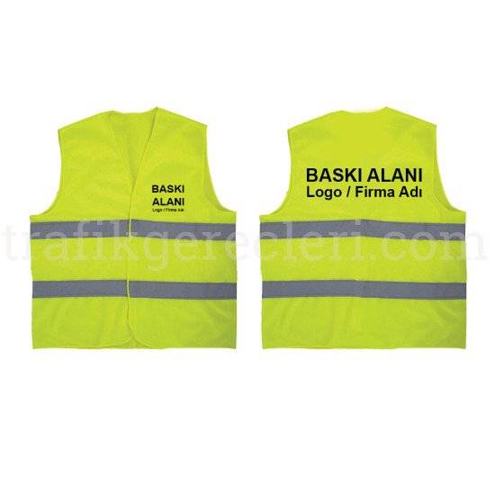İş Güvenliği Ekipmanları - Baskılı Reflektifli İkaz Yeleği (İşçi Yeleği)