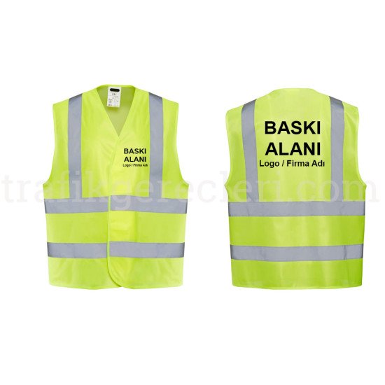 İş Güvenliği Ekipmanları - Baskılı Mühendis Tip Reflektifli İkaz Yeleği