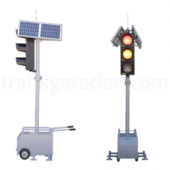 Akıllı Trafik Sistemleri - Güneş Enerjili Taşınabilir Sinyal Verici (200 mm Oto)