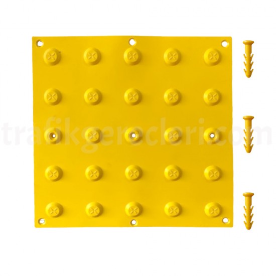 Hissedilebilir Yürüme Yüzeyleri - 30x30 cm Sarı Termoplastik Poliüretan (TPU) Uyarıcı Yüzey (Premium) + 9 Adet Kama Vida