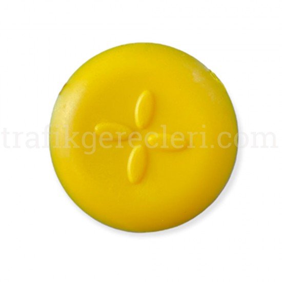 Hissedilebilir Yürüme Yüzeyleri - Sarı Termoplastik Poliüretan (TPU) Uyarıcı Nokta (Çap: 28 MM) + Bant (Ekonomik)