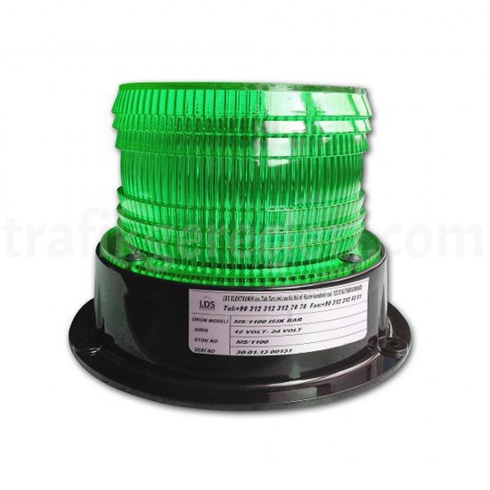 Silindirik İkaz Lambaları - Silindirik İkaz Lambası Orta Boy 12 Adet Power Ledli  (Yeşil)