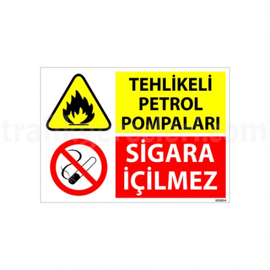 Bilgilendirici Levhalar - Tehlikeli Petrol Pompaları Sigara İçilmez Uyarı Levhası 25x35 cm