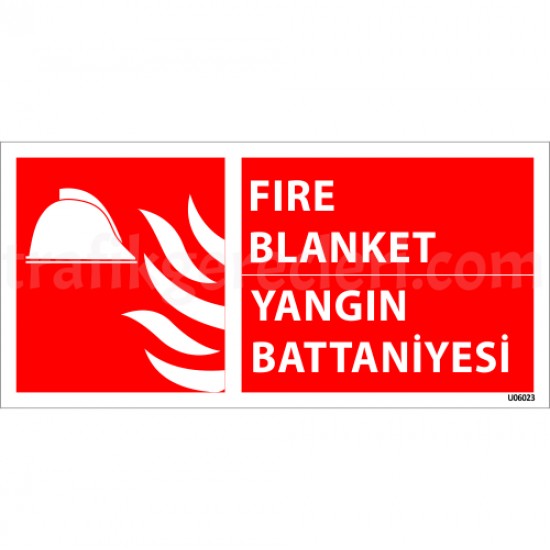 Yangın Levhaları - Fıre Blanket Yangın Battaniyesi Levhası 12x24 cm