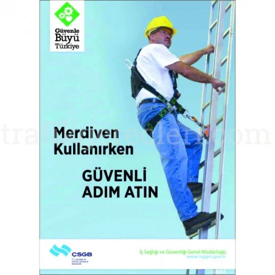Bilgilendirici Levhalar - Merdiven Kullanırken Güvenli Adım Atın Levhası 25x35 cm