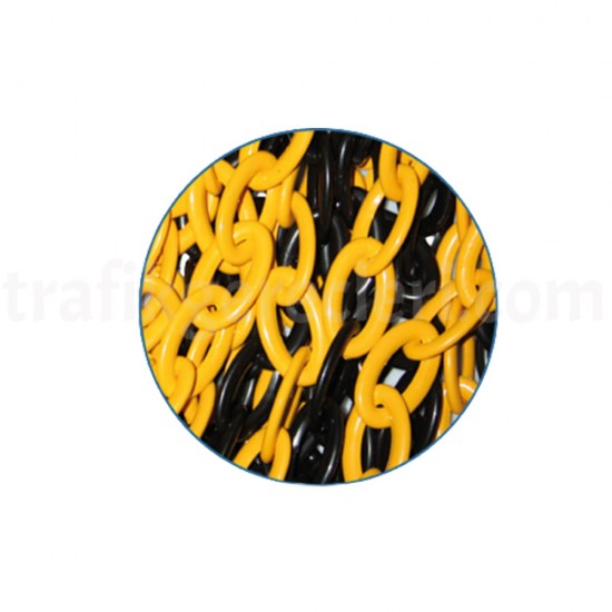 Plastik Zincirler - Plastik Zincir 8mm x 25 Metre Sarı Siyah