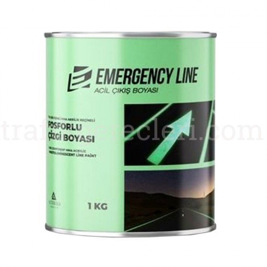 Yol Çizgi Boyaları - Emergencyline - Soğuk Solvent Bazlı Fosforlu Yol Çizgi Boyası 1 Kg (Acil Çıkış Boyası)