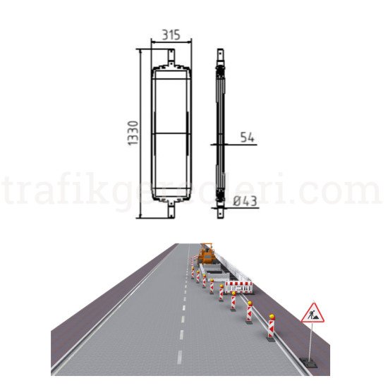 Güvenlik Bariyerleri - Onarım Yaklaşım Levhası Trafik Paneli Beyaz (1330x315 mm)