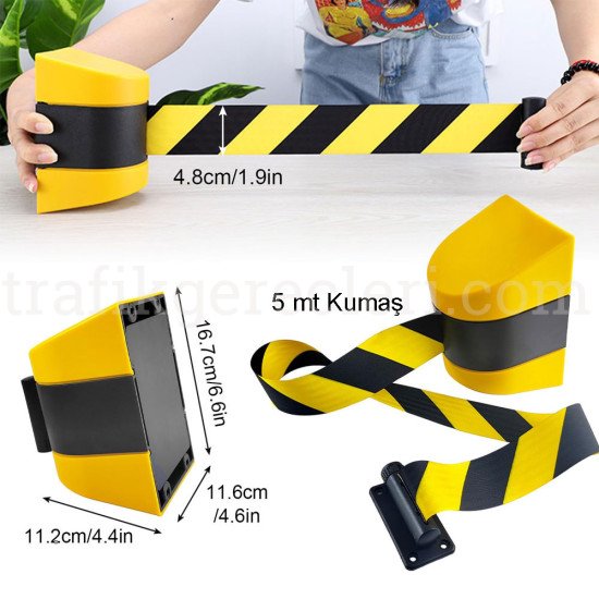 Bariyerler - Duvar Tip Plastik Şerit Bariyer 5 Metre (Kırmızı)