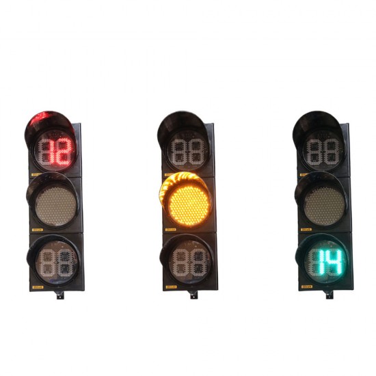 Akıllı Trafik Sistemleri - Kırmızı Yeşil Geri Sayıcılı LED’li Oto Siyah Standart 200mm