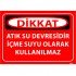 Atıksu Devresidir İçme Suyu Olarak Kullanılmaz Levhası 25x35 cm