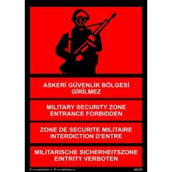 Askeri Güvenlik Bölgesi Girilmez Uyarı Levhası 25x35 cm