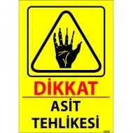 Dikkat Asit Tehlikesi Levhası 25x35 cm