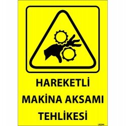 Hareketli Makina Aksamı Tehlikesi Levhası 25x35 cm