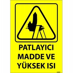 Patlayıcı Madde Ve Yüksek Isı Levhası 25x35 cm