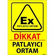Dikkat Patlayıcı Ortam Levhası 25x35 cm