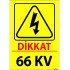 Dikkat 66 KV Levhası 25x35 cm