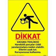 Sıkışma Tehlikesi Hareketli Parçalar Ciddi Yaralanmalara Neden Olabilir. Ellerini Uzak Tut. Koruyucusuz Kullanma. Levhası 25x35 cm