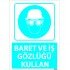 Dikkat Baret Ve İş Gözlüğü Kullan Levhası 25x35 cm