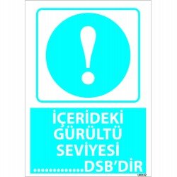 İçerideki Gürültü Seviyesi DSB'dir Levhası 25x35 cm