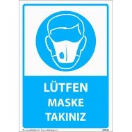 Lütfen Maske Takınız Levhası 25x35 cm
