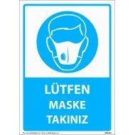 Lütfen Maske Takınız Levhası 25x35 cm