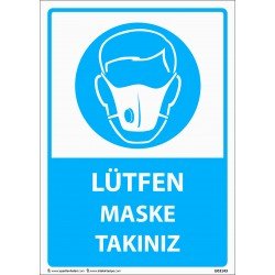 Lütfen Maske Takınız Levhası 25x35 cm