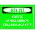 Kostik Yanıklarında Kullanılacaktır Levhası 25x35 cm