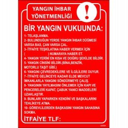 Yangın İhbar Yönetmenliği Levhası 25x35 cm