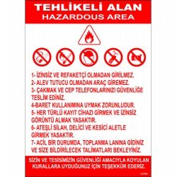 Tehlikeli Alan HazarDous Area Levhası 25x35 cm