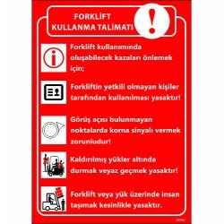 Forklift Kullanma Talimatı Levhası 25x35 cm