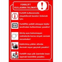 Forklift Kullanma Talimatı Levhası 25x35 cm