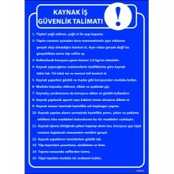 Kaynak İş Güvenlik Talimatı Levhası 25x35 cm