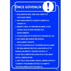 Önce Güvenlik Levhası 25x35 cm