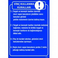 Vinç Kullanma Kuralları Levhası 25x35 cm