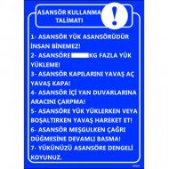 Asansör Kullanma Talimatı Levhası 25x35 cm