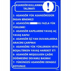 Asansör Kullanma Talimatı Levhası 25x35 cm