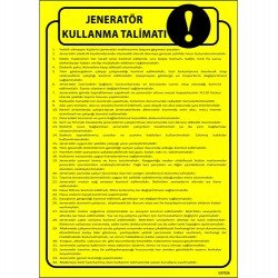 Jeneratör Kullanma Talimatı Levhası 25x35 cm