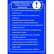 Frezede (Metal İşleme) Dikkat Edilecek Kurallar  Levhası 25x35 cm