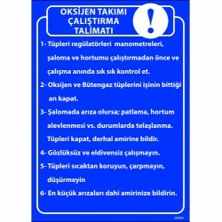 Oksijen Takımı Çalıştırma Talimatı Levhası 25x35 cm