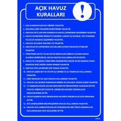 Açık Havuz Kuralları Levhası 25x35 cm