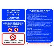 Yatakhanede Uyulması Gereken Kurallar Levhası 25x35 cm